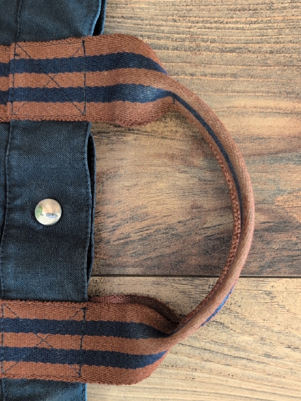 Hermes Vintage Fourre Tout Navy/Brown Distressed Canvas Tote - Picture 15 of 17